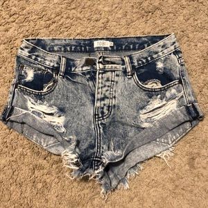 High waisted jean shorts